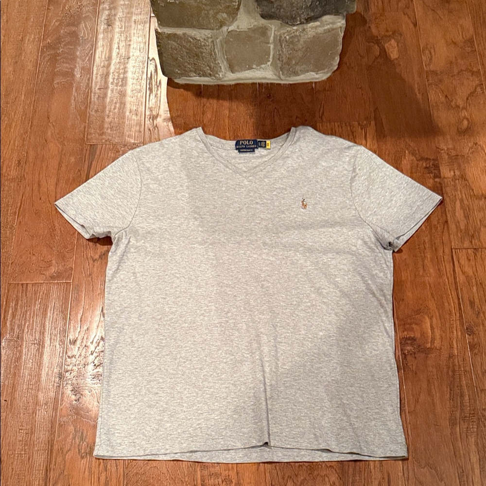Polo by Ralph Lauren Light Gray V-Neck Men's Tee